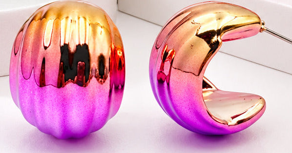 Colorwave Luxe Hoop Earrings, Iridescent Metallic Statement Earrings