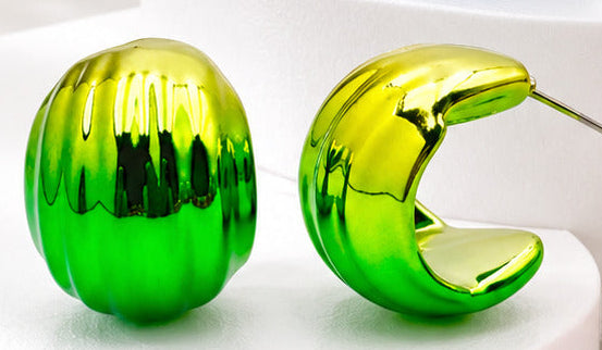 Colorwave Luxe Hoop Earrings, Iridescent Metallic Statement Earrings