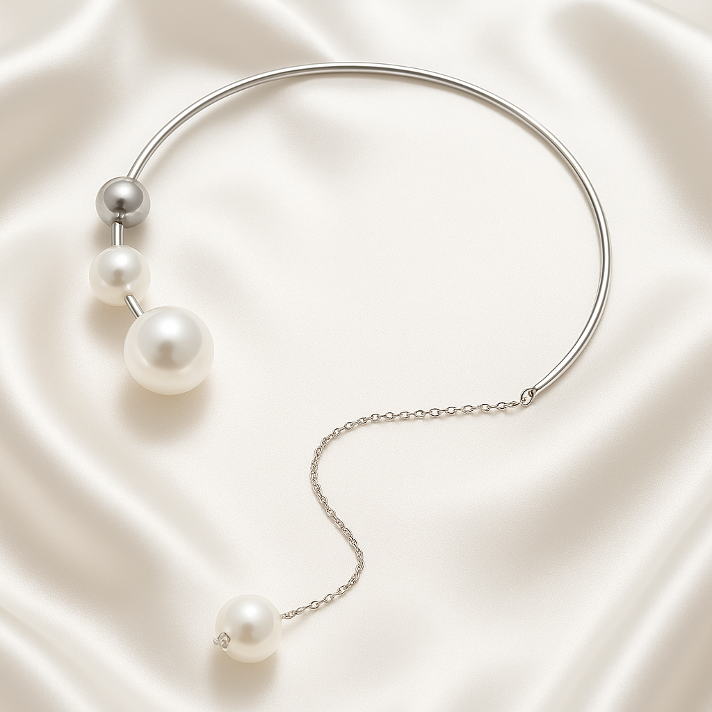 pearl choker, floating pearl necklace, modern jewelry, bridal choker, dainty necklace, elegant pearl jewelry, date night accessories, minimalist choker, wedding jewelry, gift for her, sophisticated style