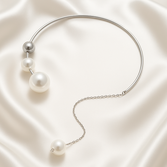 pearl choker, floating pearl necklace, modern jewelry, bridal choker, dainty necklace, elegant pearl jewelry, date night accessories, minimalist choker, wedding jewelry, gift for her, sophisticated style