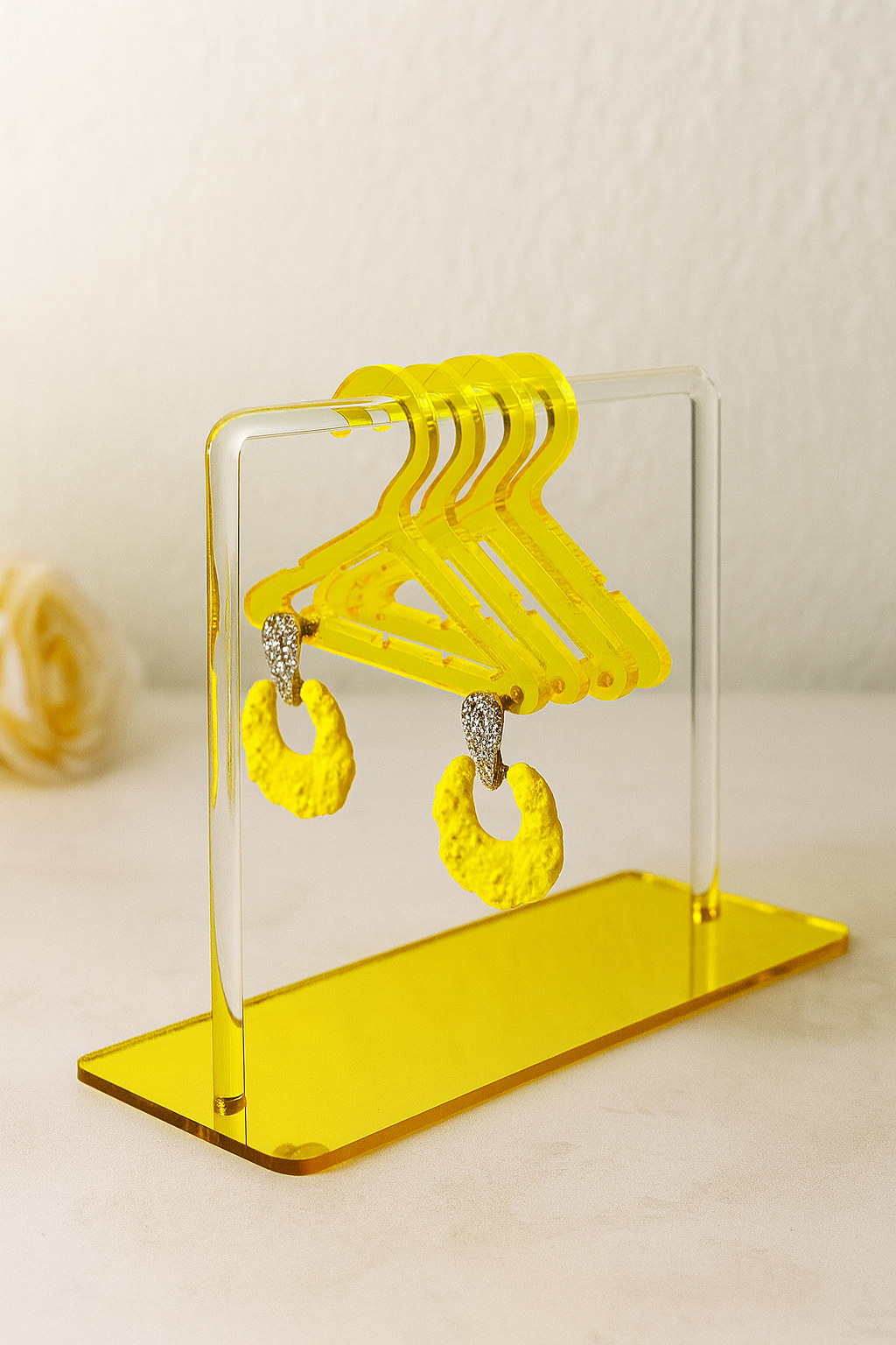 yellow earring holder