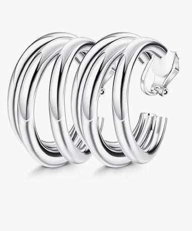 silver chunky hoop earrings