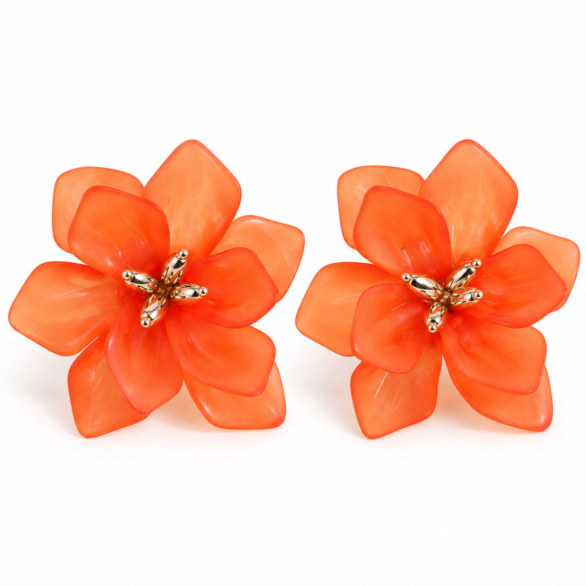 Tangerine Bloom Floral Statement Earrings