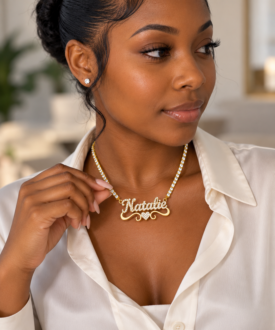 Diamond Script Necklace