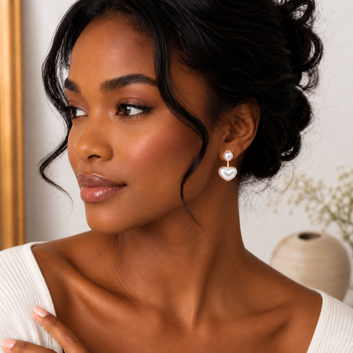 Pearl Crush Heart Earrings