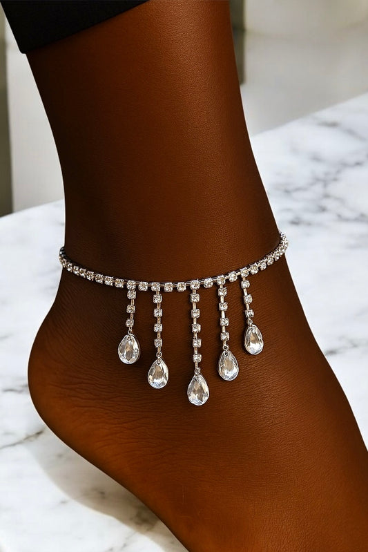 Crystal Teardrop Dangle Anklet