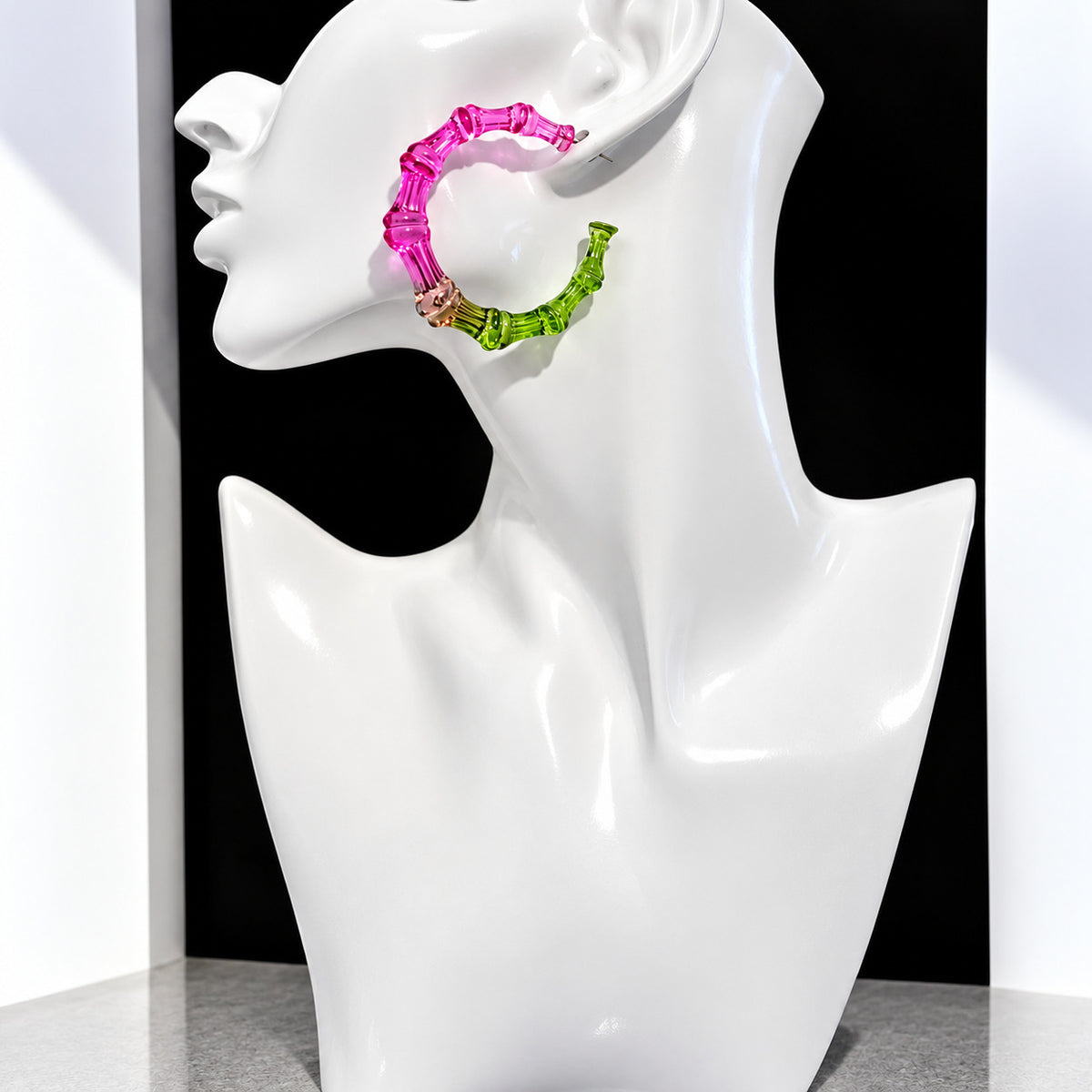 Neon Bloom Bamboo Hoop Earrings