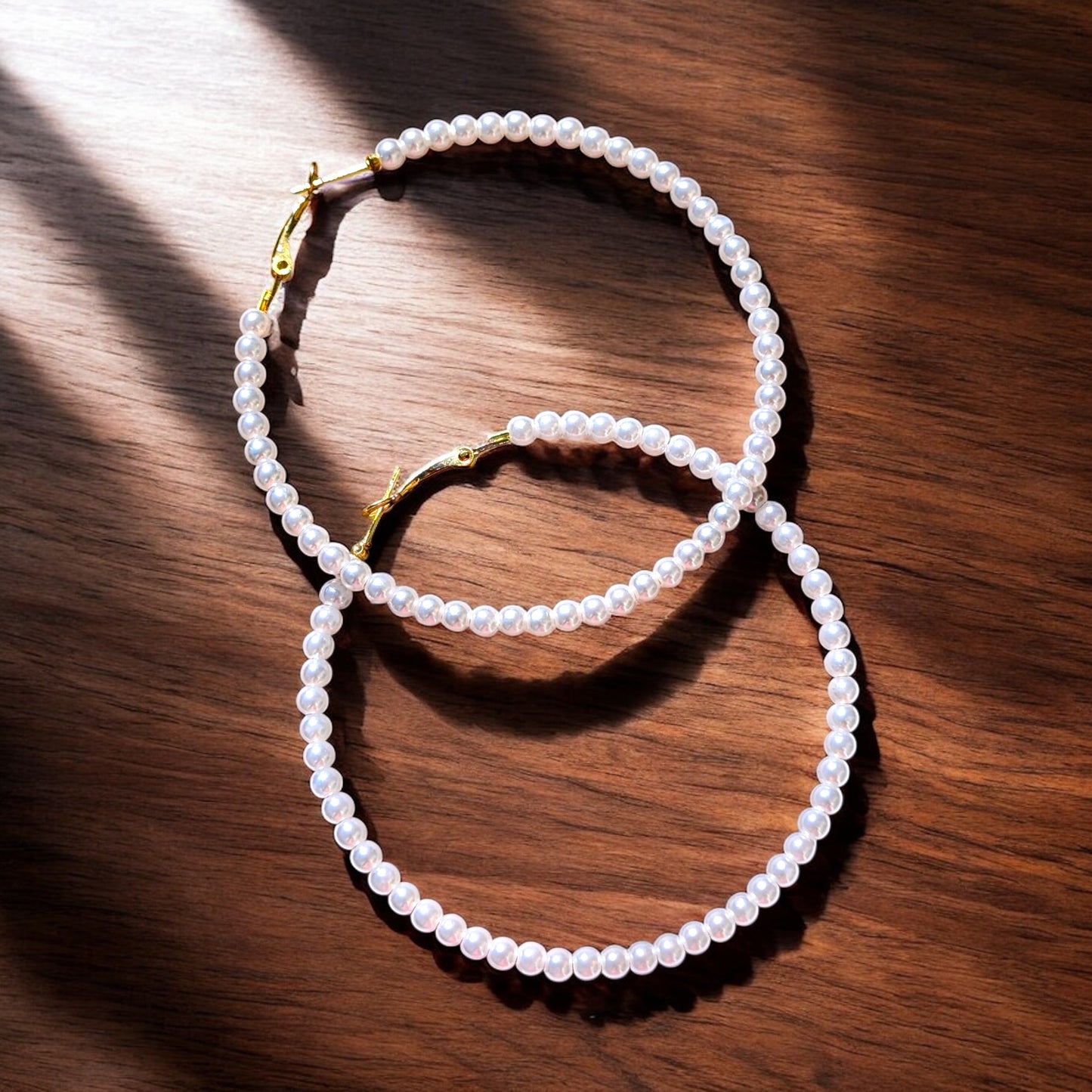 Lumina Pearl Earrings-Faux Pearl Beaded Hoop Earrings for Women, Gold-Tone
