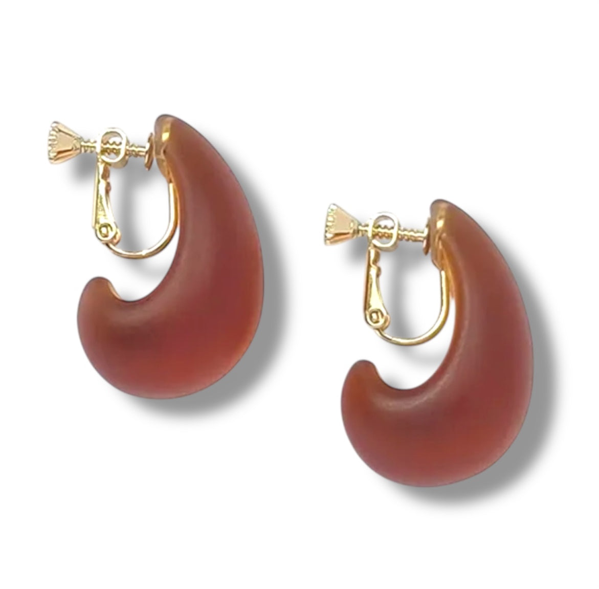 Amber Curve Clip-On Earrings