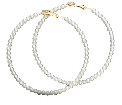 Lumina Pearl Earrings-Faux Pearl Beaded Hoop Earrings for Women, Gold-Tone