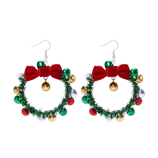 christmas wreath shaped earrings