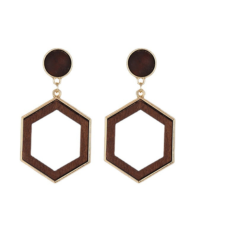 Brown diamond shaped Wooden Earrings