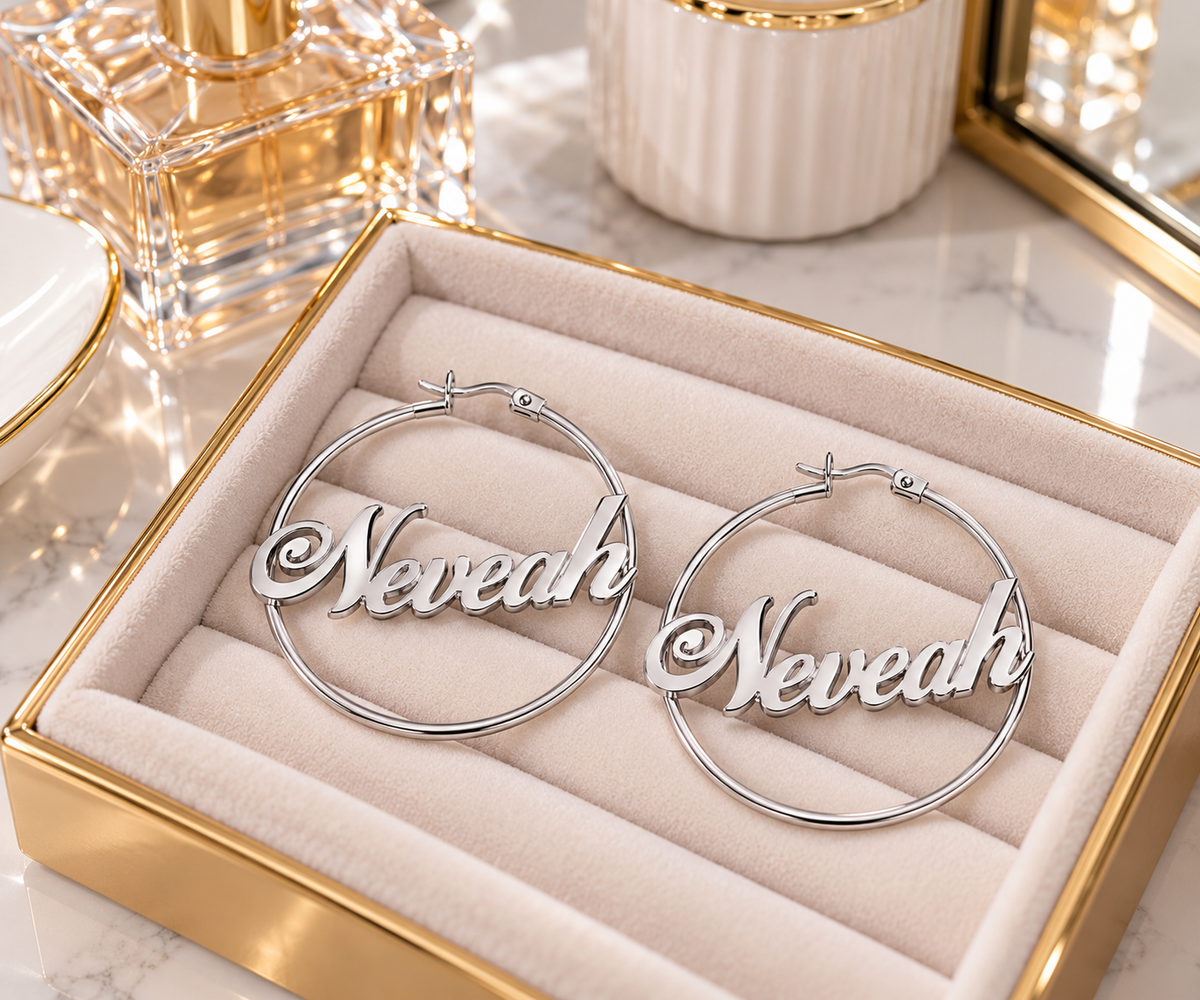 Signature Name Hoop Earrings