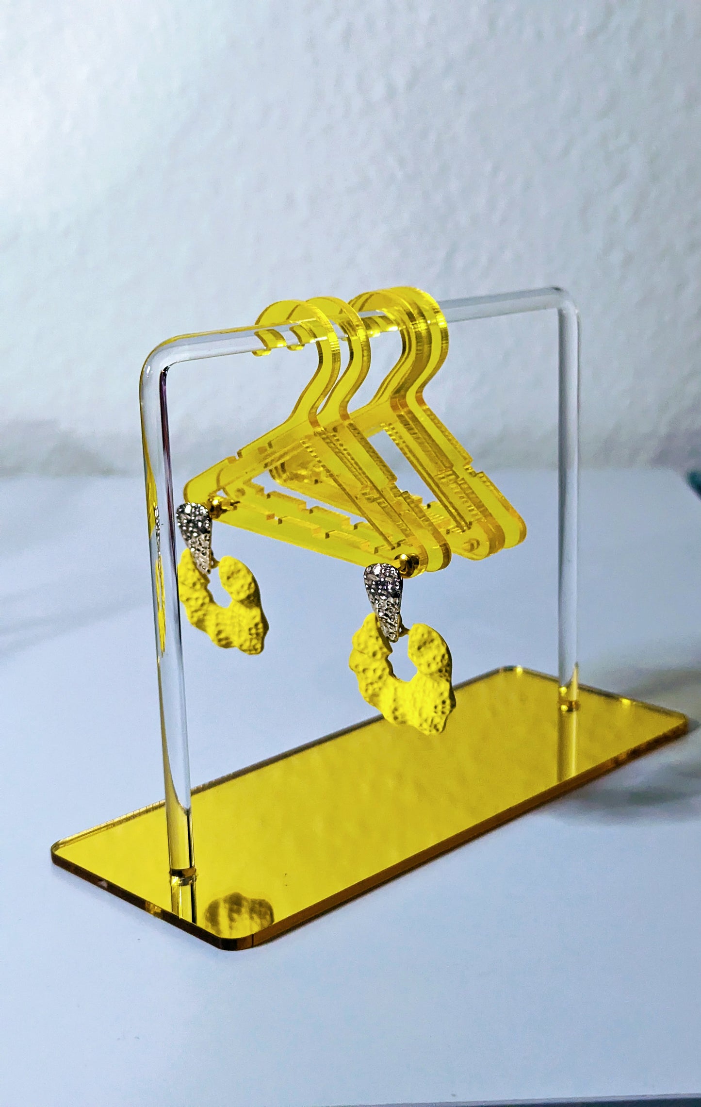 Yellow mini earring closet holder organizer