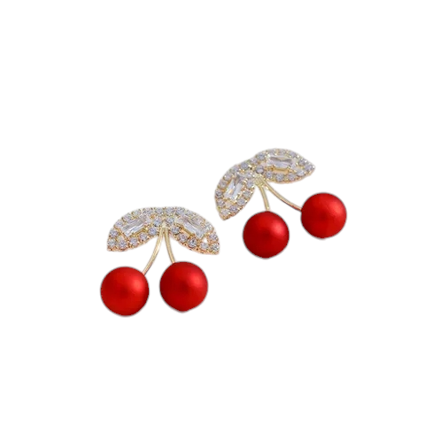 cherry shaped rhinestone earrings