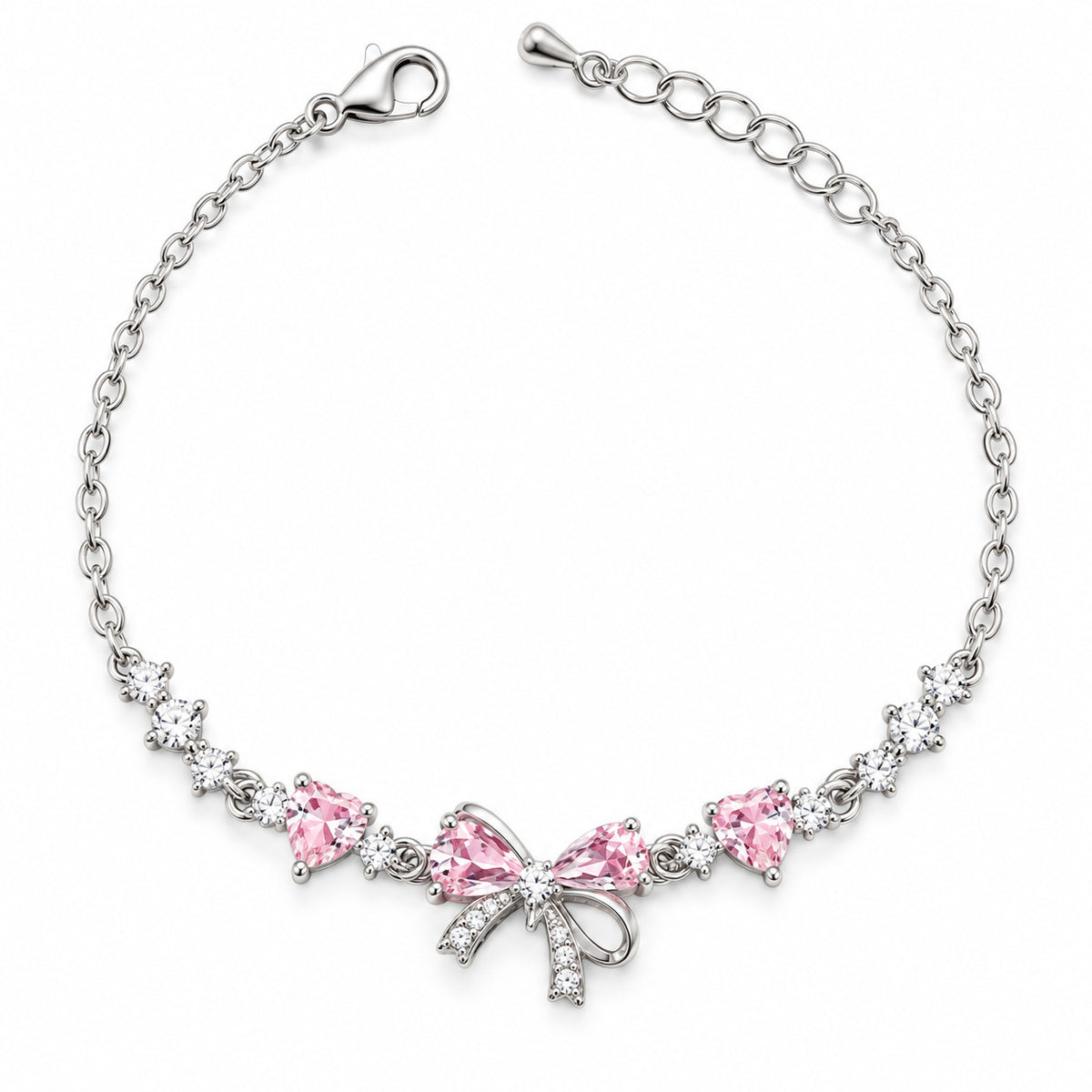 Women's Rhinestone Bow Bracelet, Silver or Gold Tone