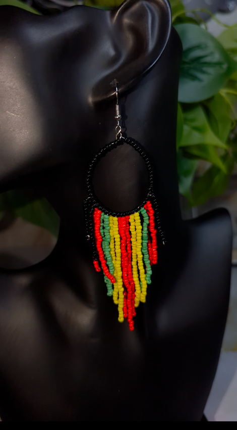 Rasta Tassel Bead Earrings