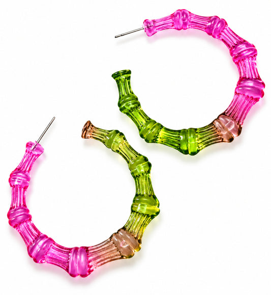 Neon Bloom Bamboo Hoop Earrings