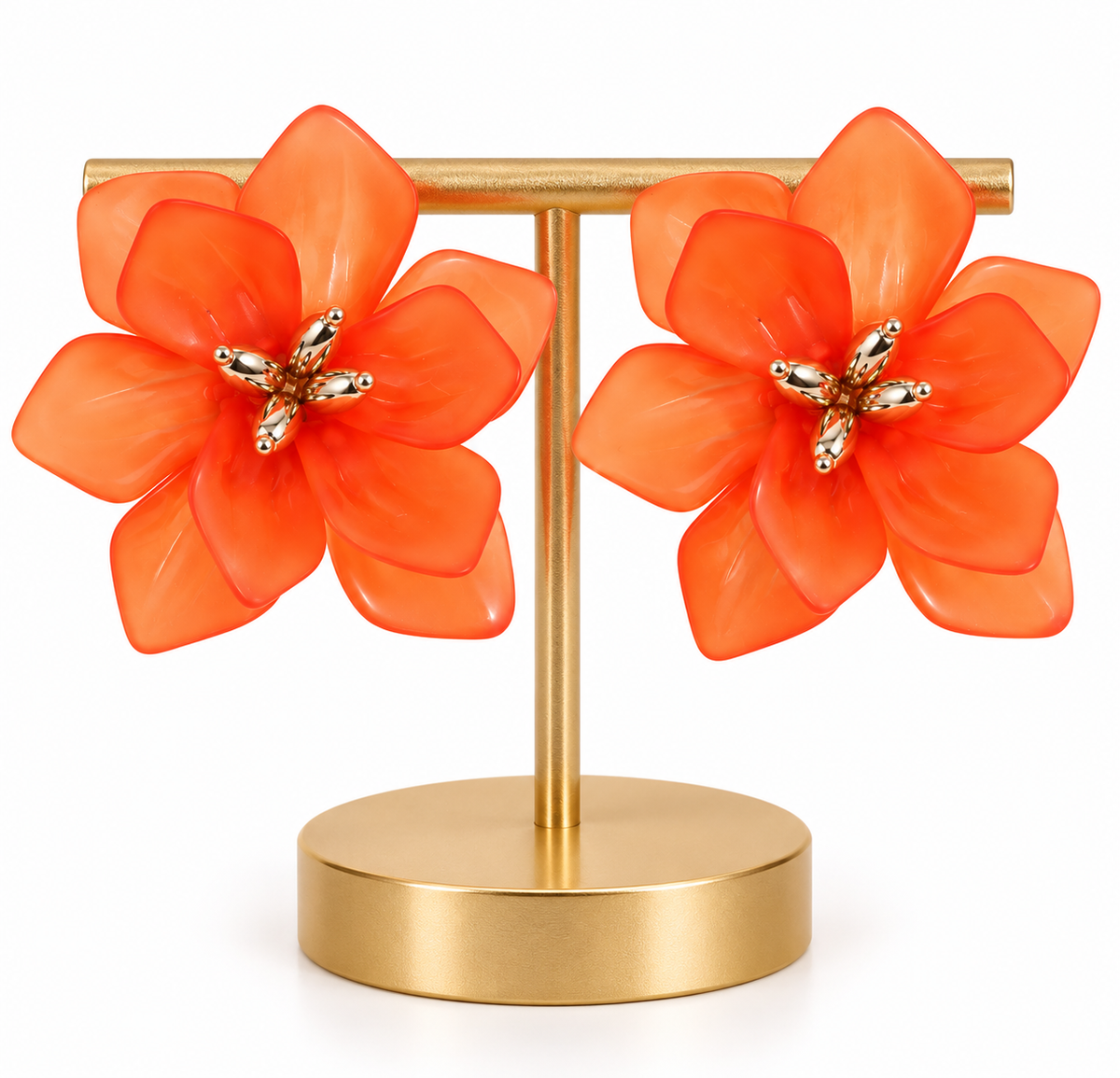 Tangerine Bloom Floral Statement Earrings