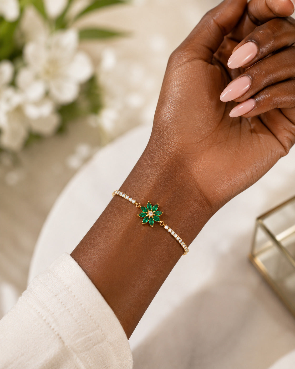 Crystal Bloom Floral Bracelet