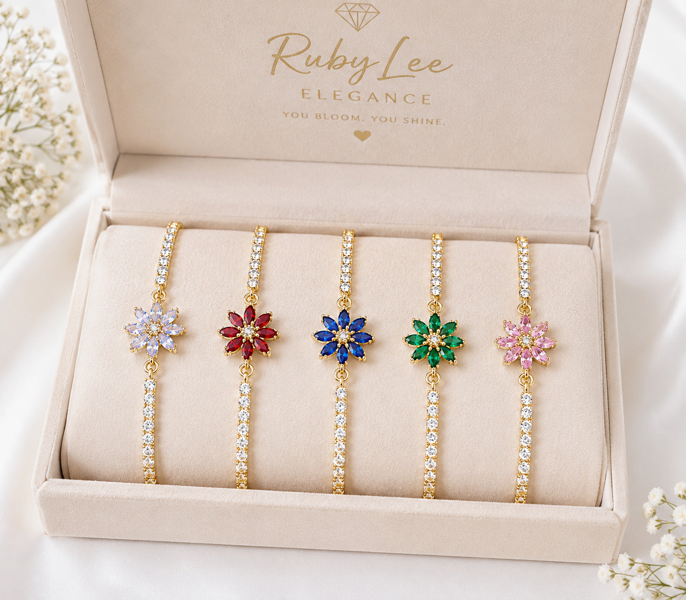 Crystal Bloom Floral Bracelet