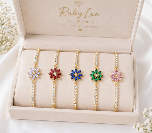 Crystal Bloom Floral Bracelet