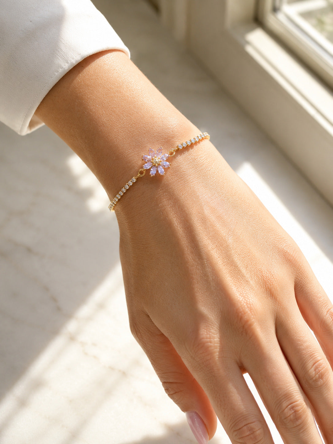 Crystal Bloom Floral Bracelet