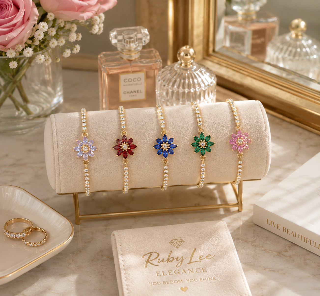 Crystal Bloom Floral Bracelet