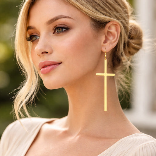 gold cross shaped earrings for women