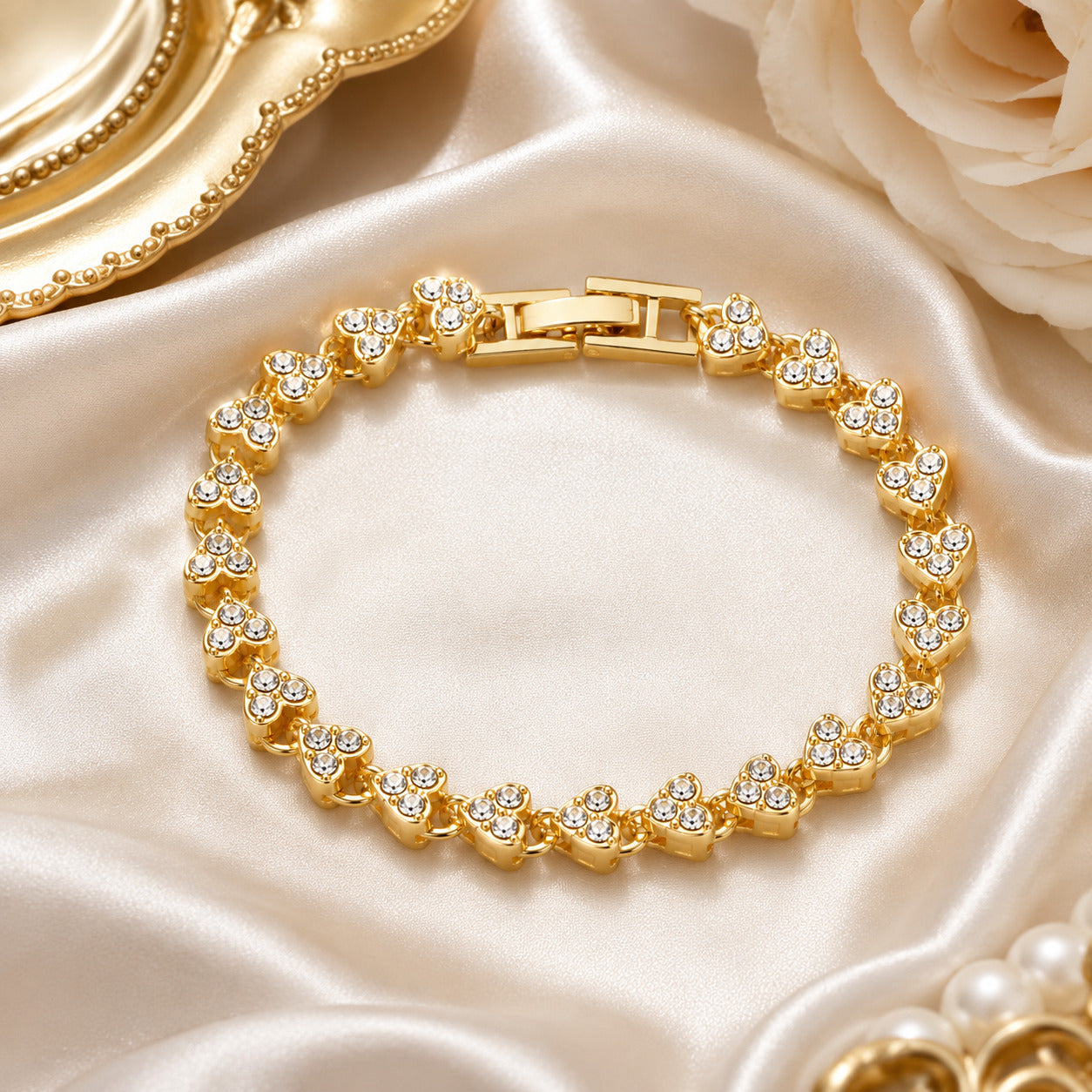 Love Link Crystal Bracelet Gold