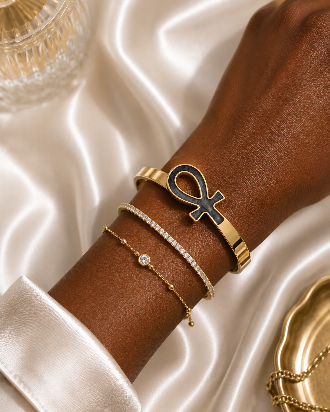Midnight Ankh Statement Bracelet