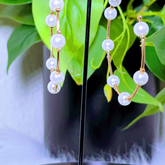 pearl and gold hoop earrings