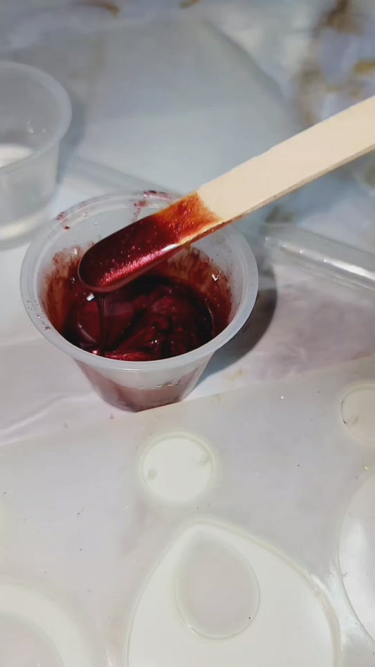 burgundy and clear handmade resin drop earrings