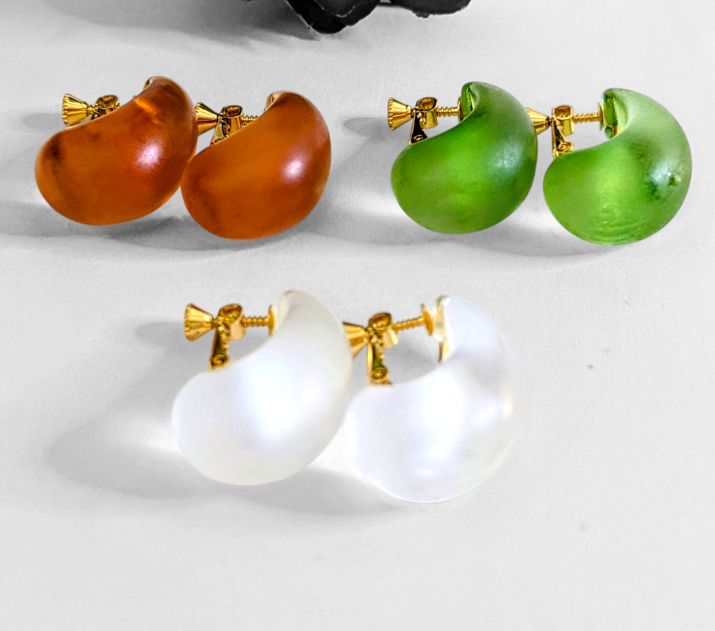 Amber Curve Clip-On Earrings