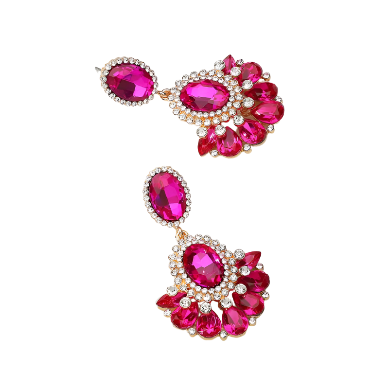 Pink and gold flower stud earrings