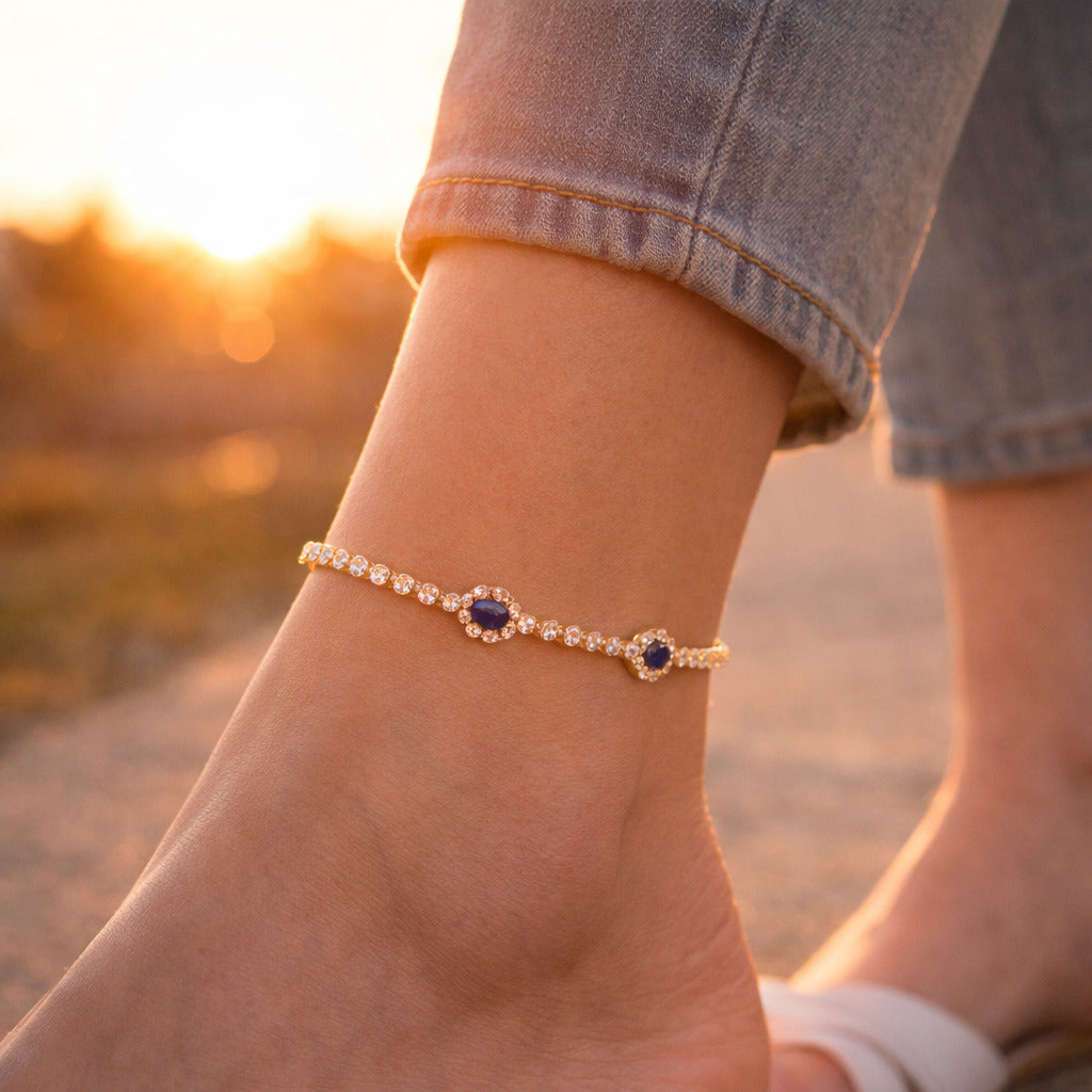Sapphire Glow Anklet