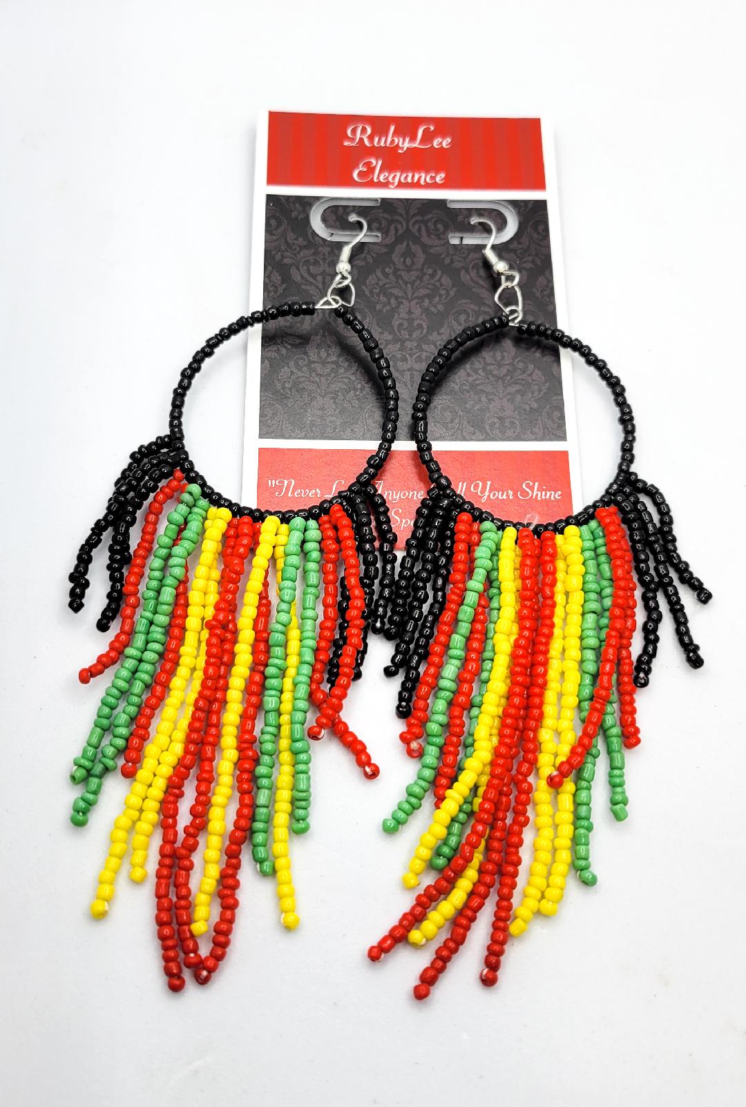 Rasta Tassel Bead Earrings