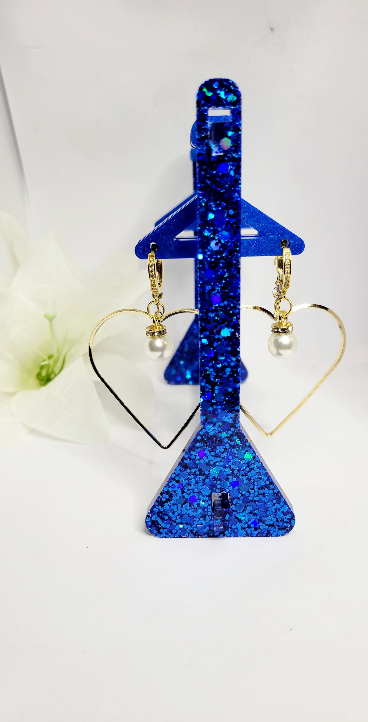 Sapphire Blue Holographic Glitter Earring Holder