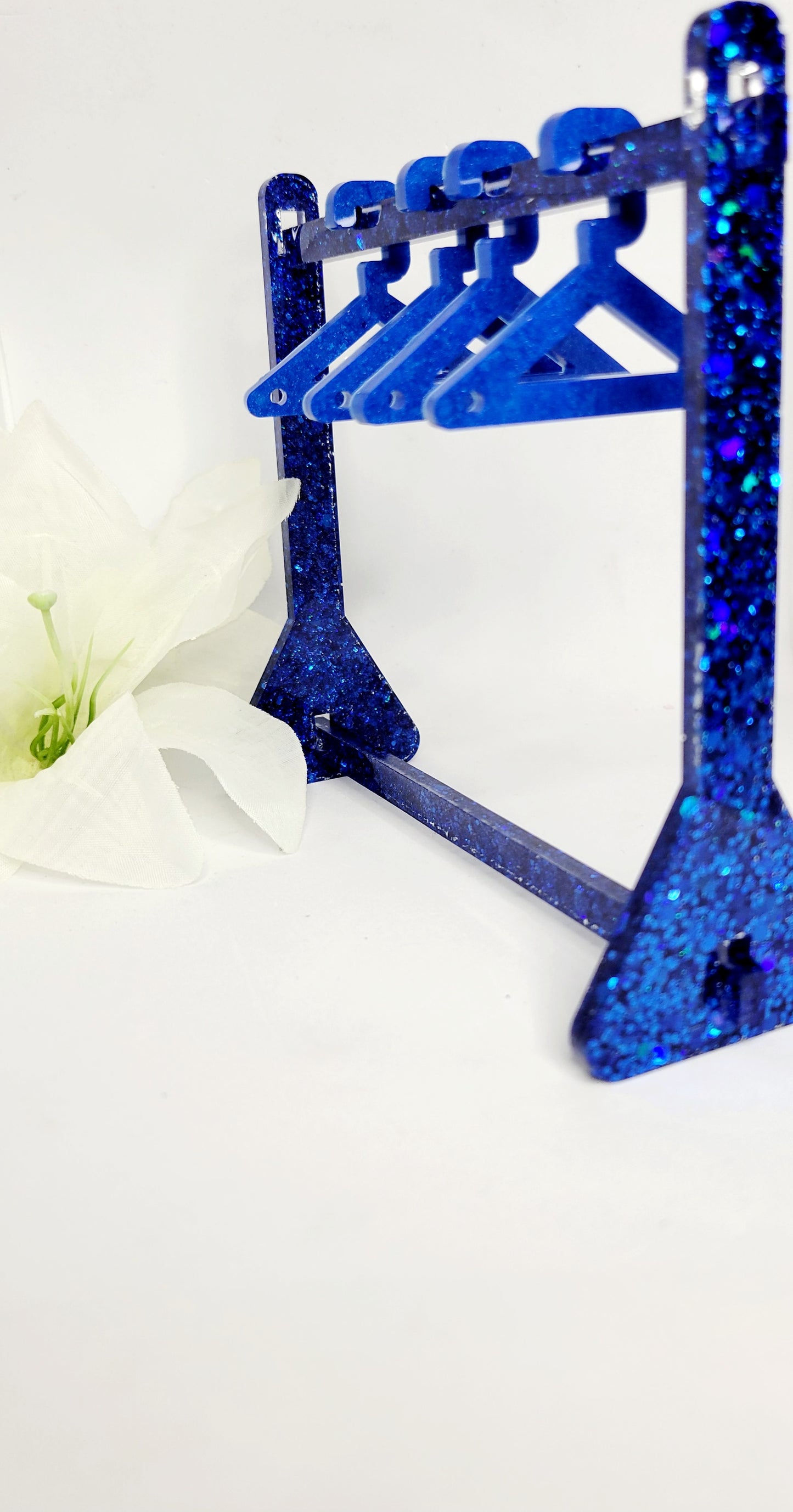 Sapphire Blue Holographic Glitter Earring Holder