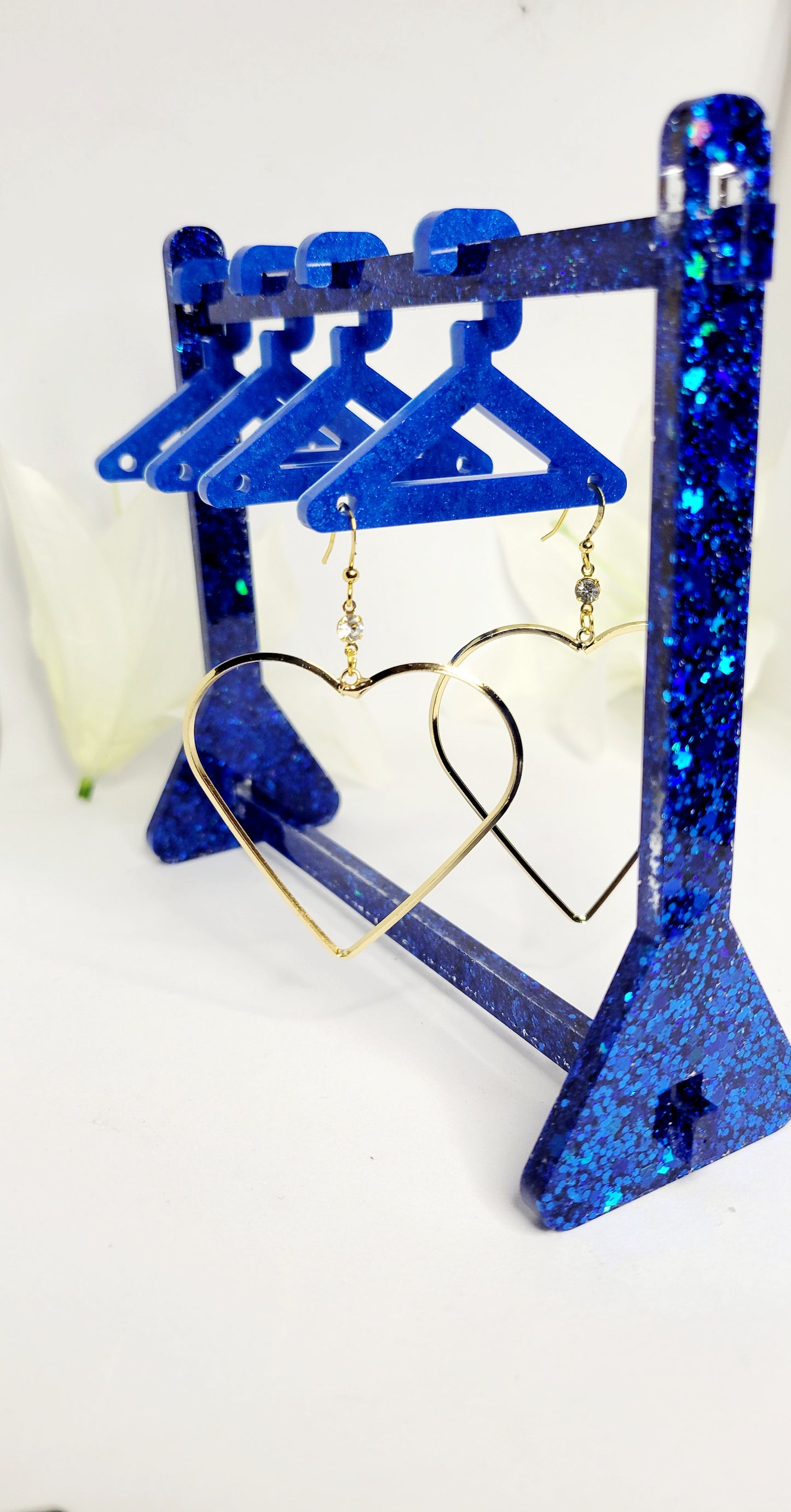 Sapphire Blue Holographic Glitter Earring Holder